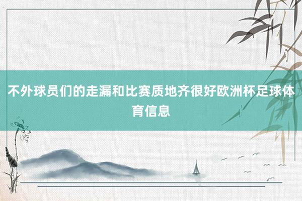 不外球员们的走漏和比赛质地齐很好欧洲杯足球体育信息