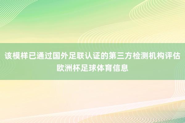 该模样已通过国外足联认证的第三方检测机构评估欧洲杯足球体育信息
