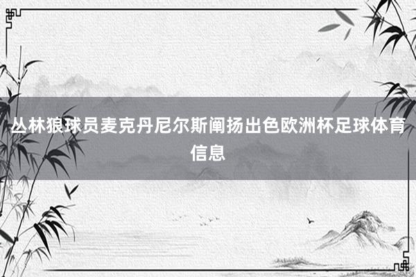 丛林狼球员麦克丹尼尔斯阐扬出色欧洲杯足球体育信息