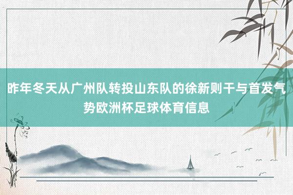 昨年冬天从广州队转投山东队的徐新则干与首发气势欧洲杯足球体育信息