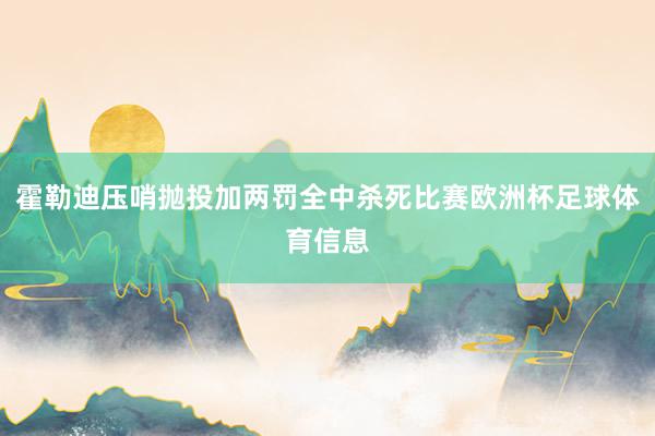 霍勒迪压哨抛投加两罚全中杀死比赛欧洲杯足球体育信息