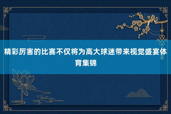 精彩厉害的比赛不仅将为高大球迷带来视觉盛宴体育集锦