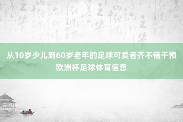 从10岁少儿到60岁老年的足球可爱者齐不错干预欧洲杯足球体育信息